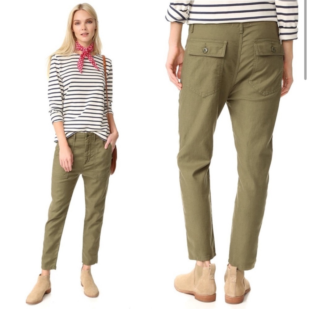 The Great Womens Olive Green Military Crop - size 26